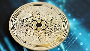 Eine Cardano-Münze vor einem Chart