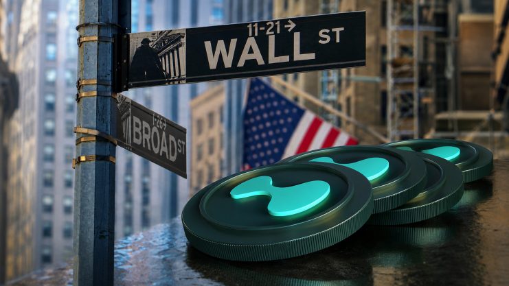 Hyperliquid-Münzen vor der Wall Street und der USA.