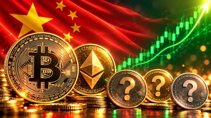 Krypto-Münzen vor China-Fahne
