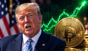 Trump vor Bitcoin-Münze