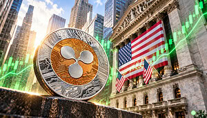 XRP vor Wall-Street-Gebäuden