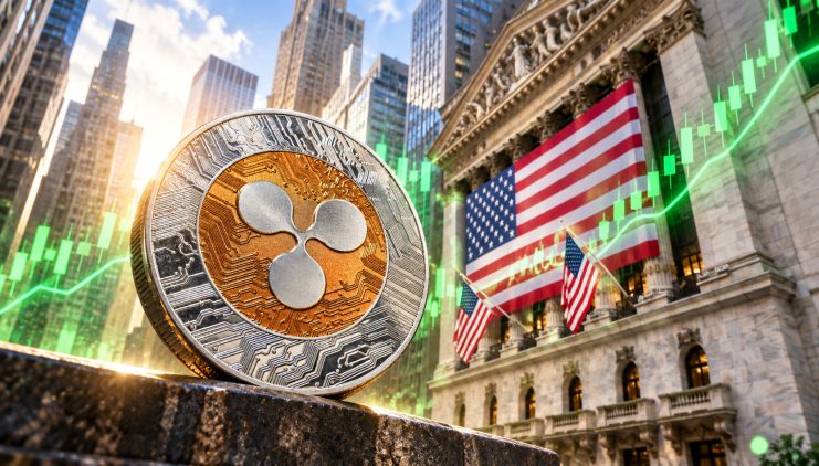 XRP vor Wall-Street-Gebäuden