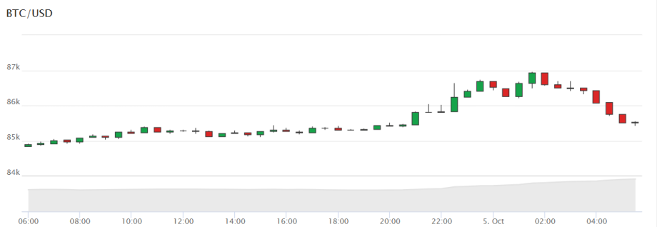 Das Bild zeigt den Bitcoin-Kurs.