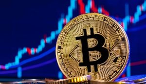 Bitcoin Münze vor steigendem Kurs