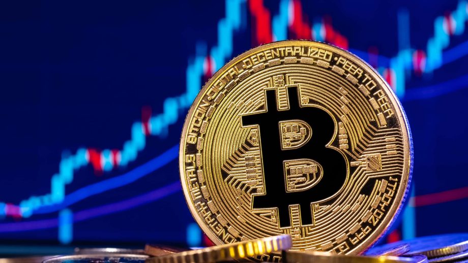 Bitcoin Münze vor steigendem Kurs