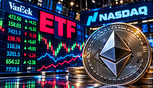 Ethereum-Markt vor leuchtender ETF-Börsenkulisse