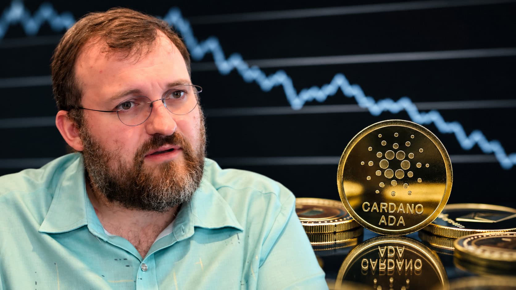 Charles Hoskinson vor einer Cardano-Münze
