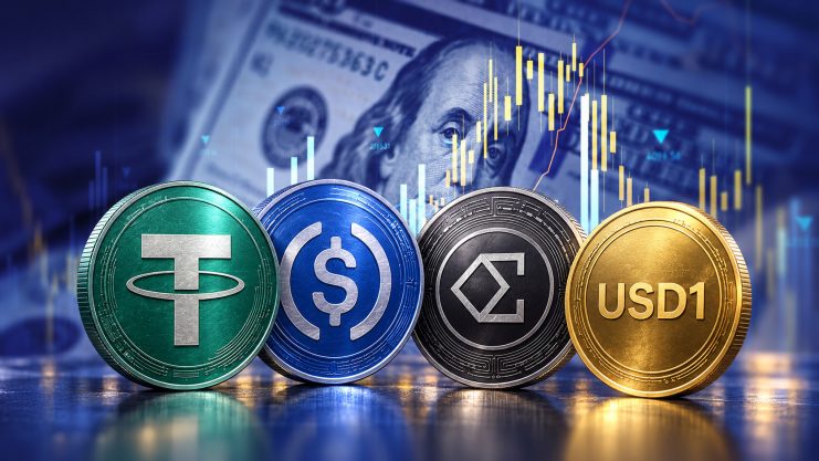 Vier Stablecoin-Münzen